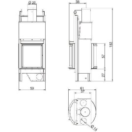 Облицовка SYDNEY bifrontale с металлическим колпаком + топка Ecomonoblocco 45 bifacciale (Palazzetti)