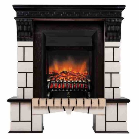 Электрокамин RealFlame Stone AO с очагом Fobos Lux BL, пульт ДУ