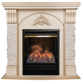 Электрокамин RealFlame Athena WT белый дуб с золотой патиной с очагом 3D Olympic