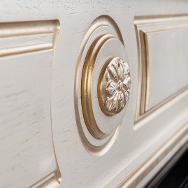 Портал каминный из МДФ RealFlame Siena 50 белый дуб с золотой патиной, под очаг Saphir 50