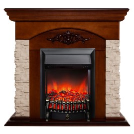 Электрокамин RealFlame Neapolis NT орех с очагом Fobos Lux Black