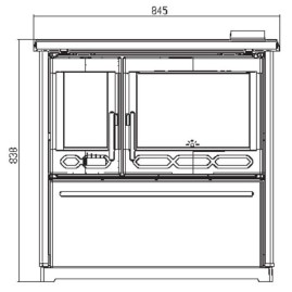 Плита PLAMEN 850 GLAS красная, труба справа (Plamen)