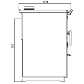 Плита PLAMEN 850 GLAS красная, труба справа (Plamen)