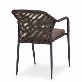Плетеный стул из искусственного ротанга Y35B-W2390 Brown с подушкой