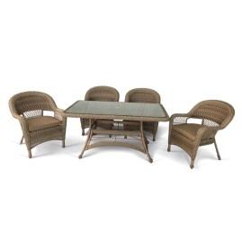 Комплект плетеной мебели из искусственного ротанга T130Bg/Y130Bg-150x90 Beige/Beige 4Pcs