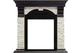 Каминокомплект Dublin - Венге / Сланец белый с очагом Majestic FX Brass