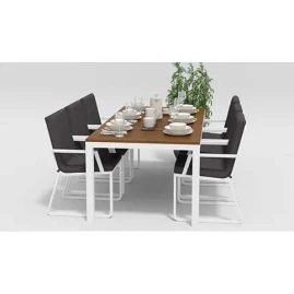 Обеденная группа Gardenini Bella белый антрацит XL со стульями Voglie