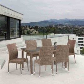 Комплект плетеной мебели из искусственного ротанга T256B/Y380B-W56 Light Brown 6Pcs