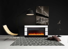 Каминокомплект Modern 42 - Белый с черным (Ширина 1395 мм) с очагом Vision 42 LED