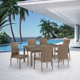 Комплект плетеной мебели из искусственного ротанга T256B/Y379B-W56 Light Brown 6Pcs