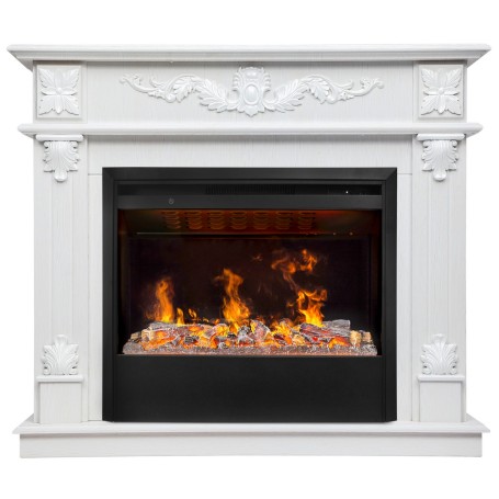 Электрокамин RealFlame Philadelphia 25,5/26 WT белое золото с очагом 3D Helios 26 SBG