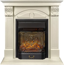 Каминокомплект Dublin (деревянный) RUSTIC (Разборный) - Слоновая кость с очагом Majestic FX M Black RC
