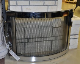 Дверца каминная 9053, со стеклом, R445х410, хром (Aito)