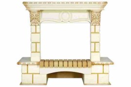 Royal Flame Портал Pierre Luxe угловой - Шампань / Слоновая кость с патиной