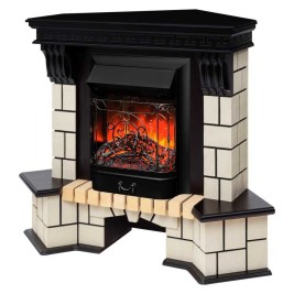 Электрокамин Stone Corner STD AO с очагом Majestic Lux Black