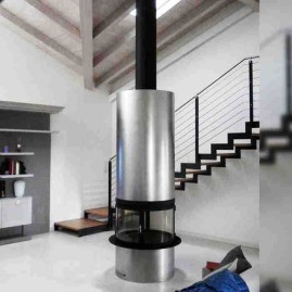 Камин DIAMANTE CENTRAL INOX, со стеклом (Traforart)