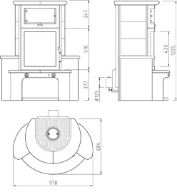 Печь 63 GT ECOplus, jola-braun/stone 245, рамка хром (Hark)