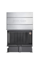 Каминная топка Экокамин ДЕЛЬТА 1000 BV три стекла принтинг черный шамот, вертикальная ламель