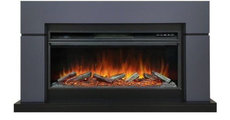 Каминокомплект Lindos V42 SFT (Разборный) -  Серый графит (Ширина 1470мм) с очагом Vision 42 LOG LED