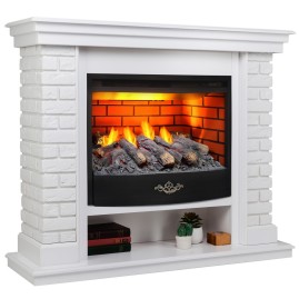 Электрокамин RealFlame Brixton 25,5 WT белый с очагом 3D Firestar 25,5