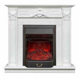 Электрокамин RealFlame Stefania WT белое золото с очагом Majestic Lux Black