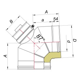 Отвод 87° D200/300 с ревизией, AISI 321/304 (Вулкан)