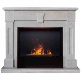 Электрокамин RealFlame Kellie 25,5/26 WT цвет белый камень с очагом 3D Cassette 630 Black Panel