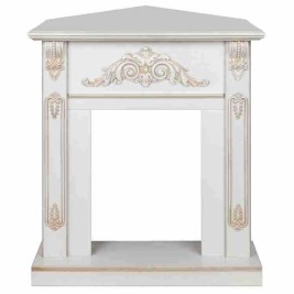 Портал каминный из МДФ угловой RealFlame Anita WT Corner дуб белый с золотой патиной под очаги (Majestic, Fobos, Eugene, 3D Olympic)