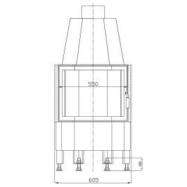 Каминная топка 800/45 RK, чёрная рамка (Hark)