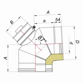 Отвод 87° D250/350 с ревизией, AISI 321/304 (Вулкан)