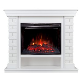Электрокамин RealFlame Brixton 25,5 WT белый с очагом Evrika 25,5 LED
