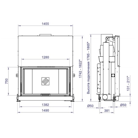Каминная топка F 1300G (Stav)