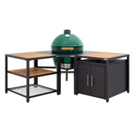 Керамический гриль Big Green Egg XL на модульной угловой подставке в комбинации со шкафом и рабочим столом