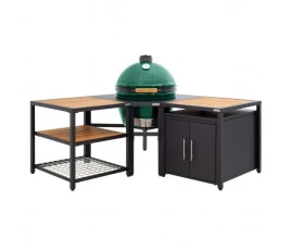 Керамический гриль Big Green Egg XL на модульной угловой подставке в комбинации со шкафом и рабочим столом