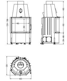 Каминная топка 600/45 K ECOPLUS, чёрная рамка (Hark)