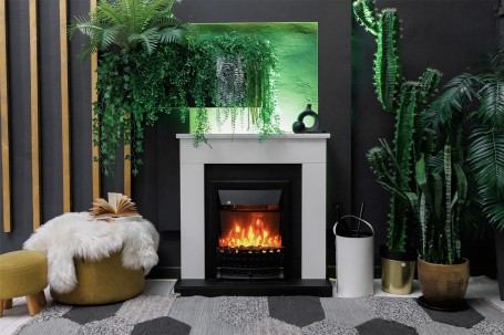 Каминокомплект Bergen (Разборный) - Темная олива (Ширина 900 мм) с очагом Fobos FX M Black RC