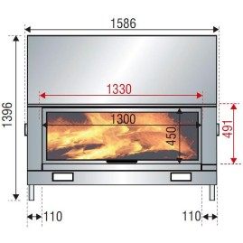 Каминная топка H 1600 DOUBLE FACE WS BLACK BG2 (Axis)