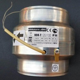 Вентилятор термостойкий ВОК VOK 120/100 Т 150 м³ в час, 220 вольт, с обратным клапаном
