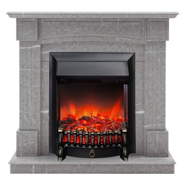Электрокамин RealFlame Andrea STD GR цвет мрамор серый с очагом Fobos Lux Black