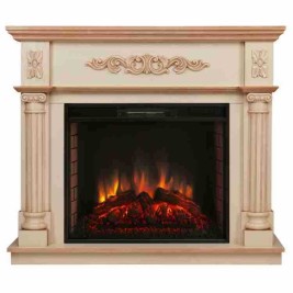 Электрокамин RealFlame Silvia 26 WT белый дуб с бронзовой патиной с очагом Epsilon 26 S IR
