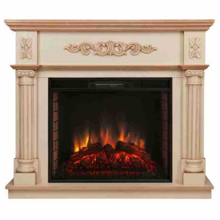 Электрокамин RealFlame Silvia 26 WT белый дуб с бронзовой патиной с очагом Epsilon 26 S IR