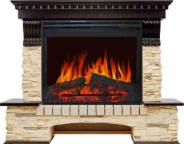 Каминокомплект Pierre Luxe угловой - Темный дуб / Сланец (Высота 1045мм) с очагом Jupiter FX New