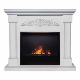 Электрокамин RealFlame Ofelia 26 WT дуб белый с серебряной патиной с очагом 3D Cassette 630 BLACK PANEL