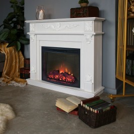 Электрокамин RealFlame Philadelphia 25,5/26 WT белое золото с очагом Evrika 25,5 LED