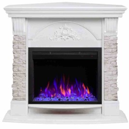 Электрокамин RealFlame Athena Corner GR белый с очагом Saphir 25,5