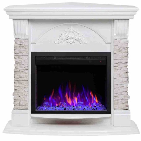 Электрокамин RealFlame Athena Corner GR белый с очагом Saphir 25,5