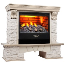 Электрокамин RealFlame Rockland Lux WT белый дуб с золотой патиной с очагом 3D Firestar 25,5