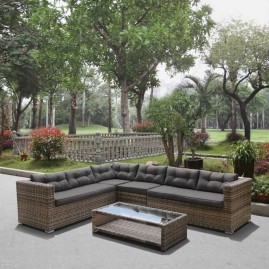Диван угловой плетеный из искусственного ротанга AFM-305B Brown/Grey