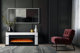 Каминокомплект Lindos 42 SFT - Серый мрамор (Ширина 1470мм) с очагом Vision 42 LOG LED