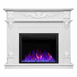 Электрокамин RealFlame Philadelphia 25,5/26 WT белое золото с очагом Saphir 25,5